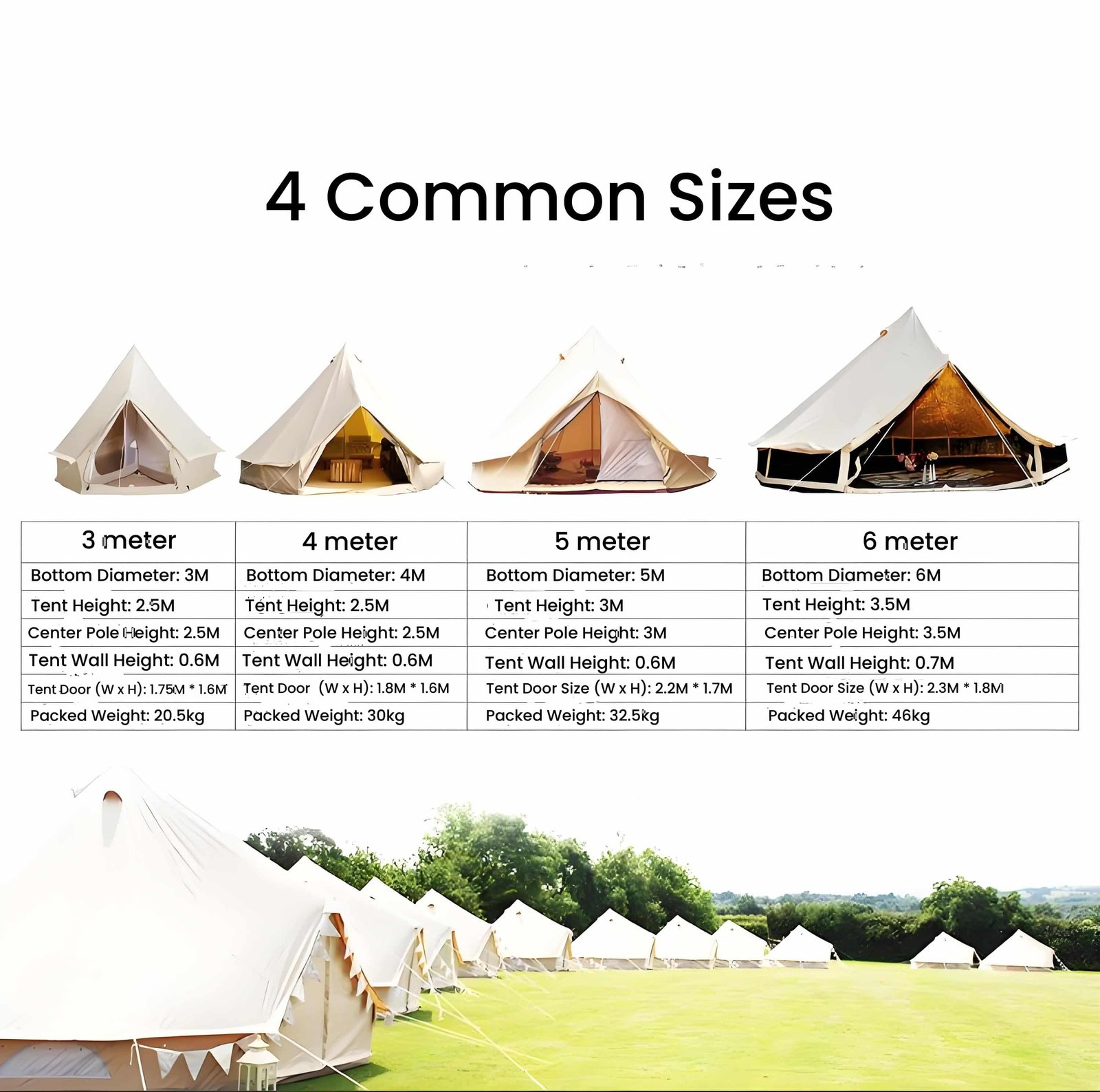 bell tent sizes options