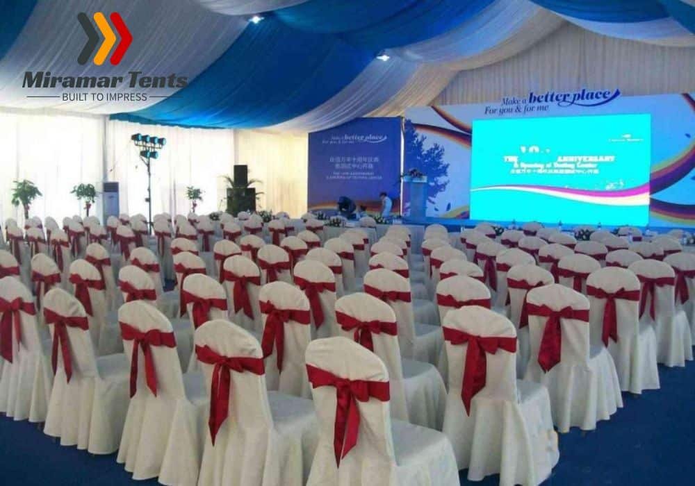Inside exhibition & celebration tent